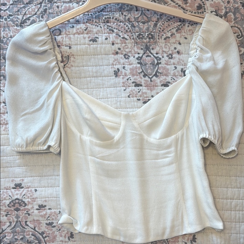 Wilfred Cream Ruched Puff Sleeve Blouse